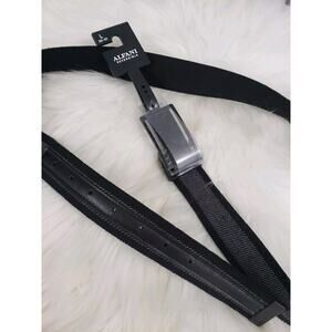 NEW Alfani Mens Gray Buckle Solid Casual Belt LARGE 38 / 40 Reversible Simple‎